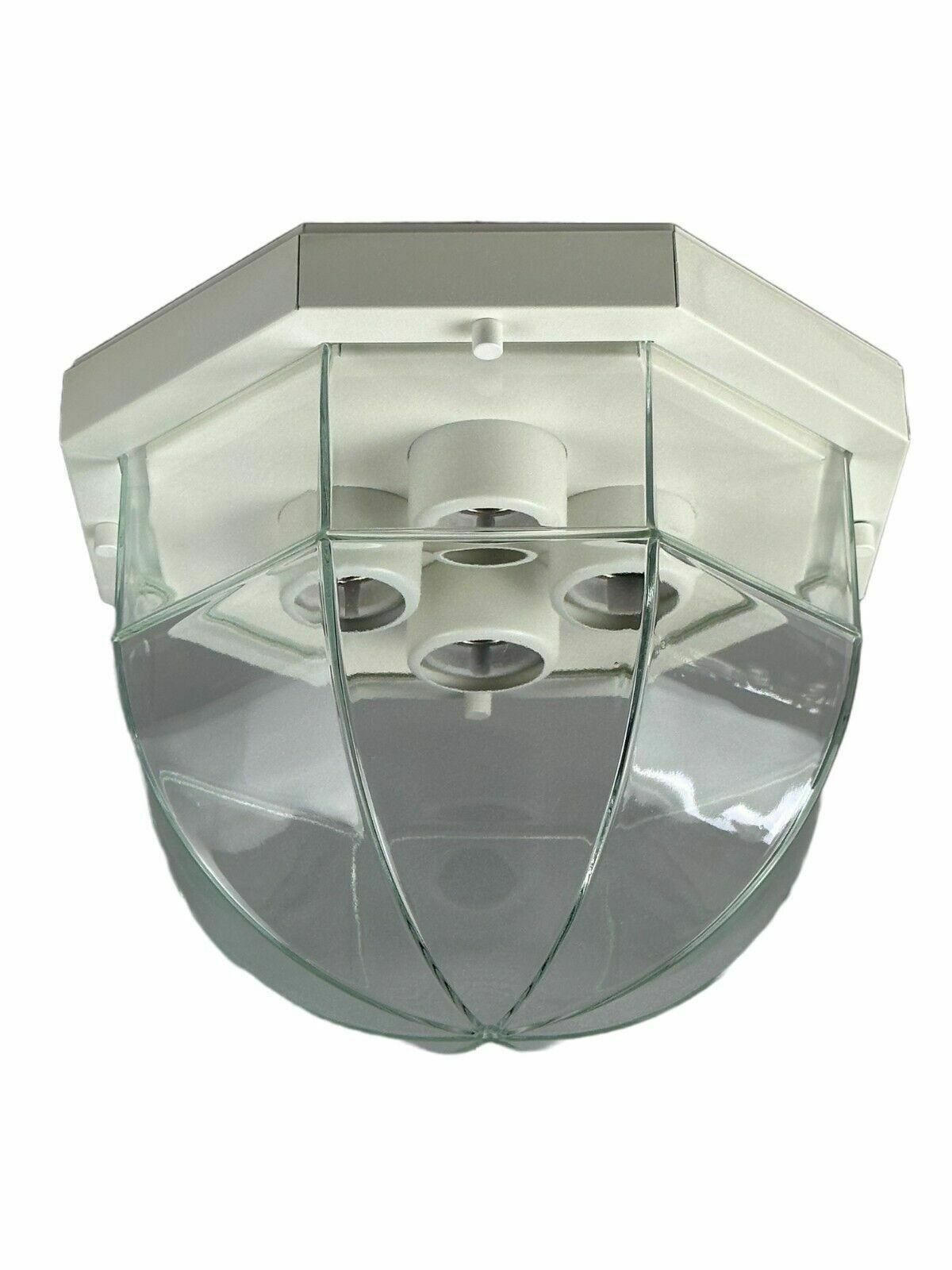 60s 70s Ceiling Lamp Glashütte Limburg Germany Plafoniere Glass & Metal