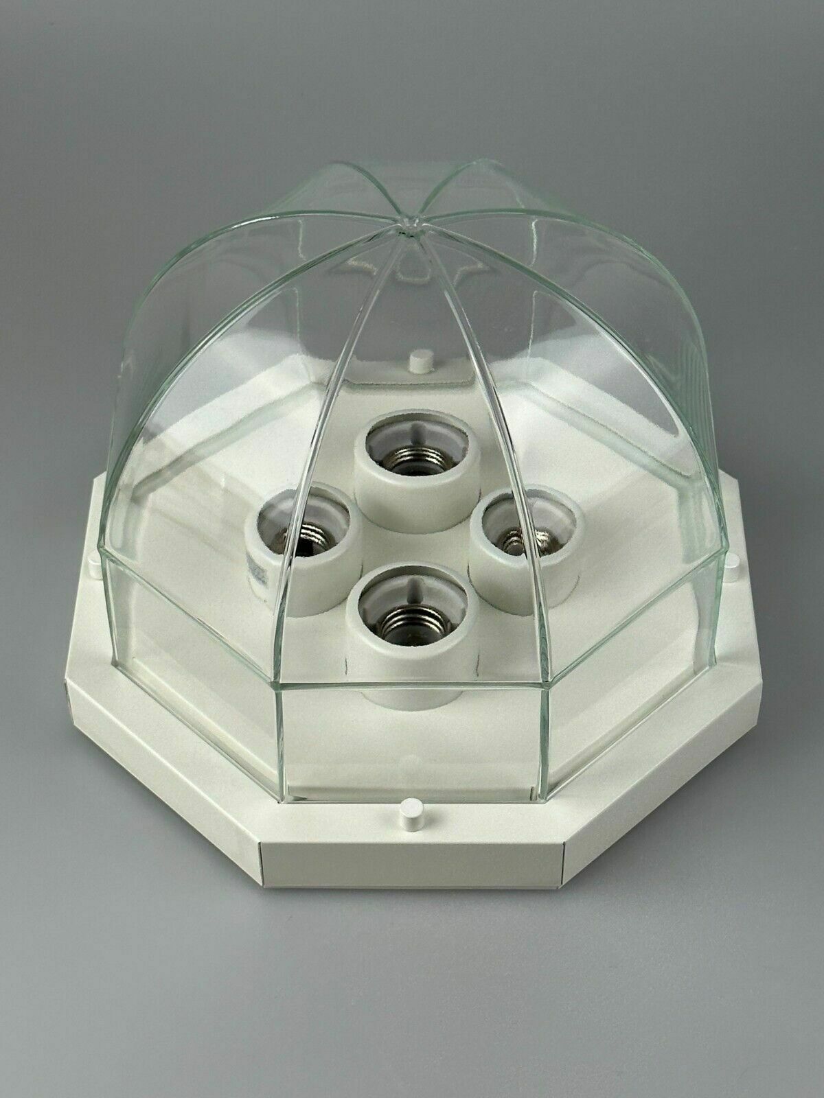 60s 70s Ceiling Lamp Glashütte Limburg Germany Plafoniere Glass & Metal photo for sale