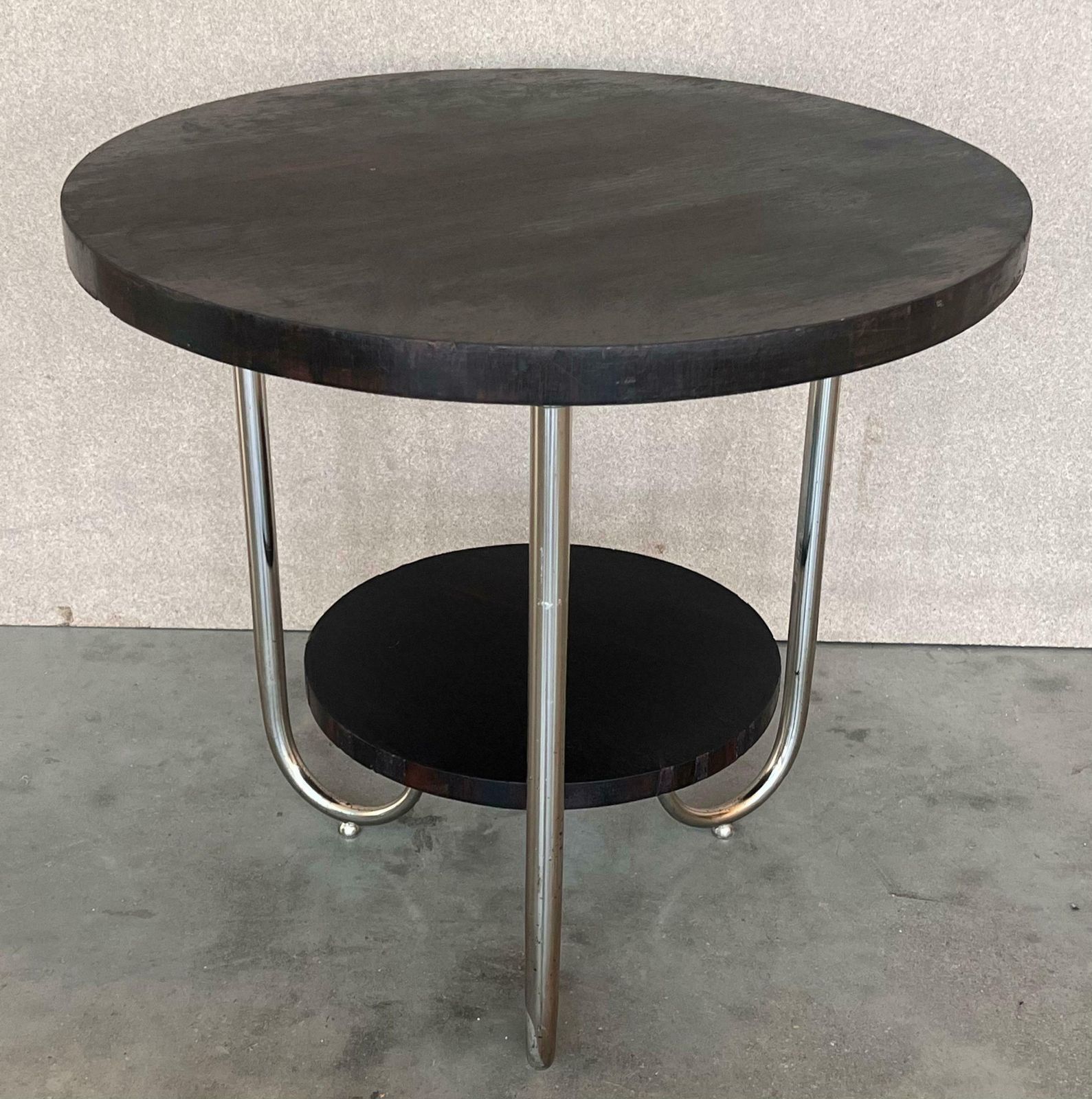 A Fine French Art Deco Mahogany And Chrome Two Tiered Gueridon Side Table photo 1888.0