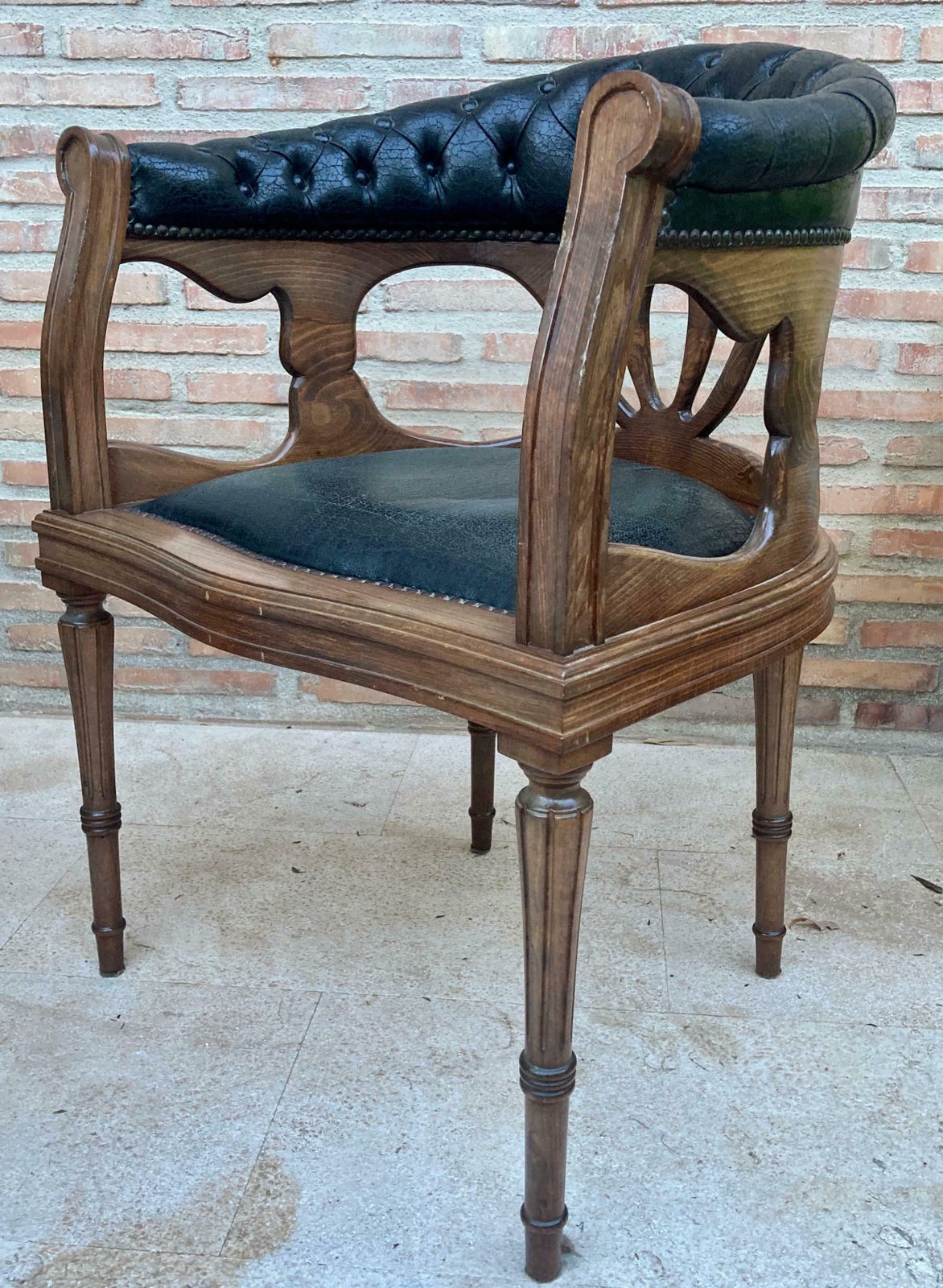 French Dining Armchairs In Leather And Walnut, 1950s, Set Of 4 photo Furniture