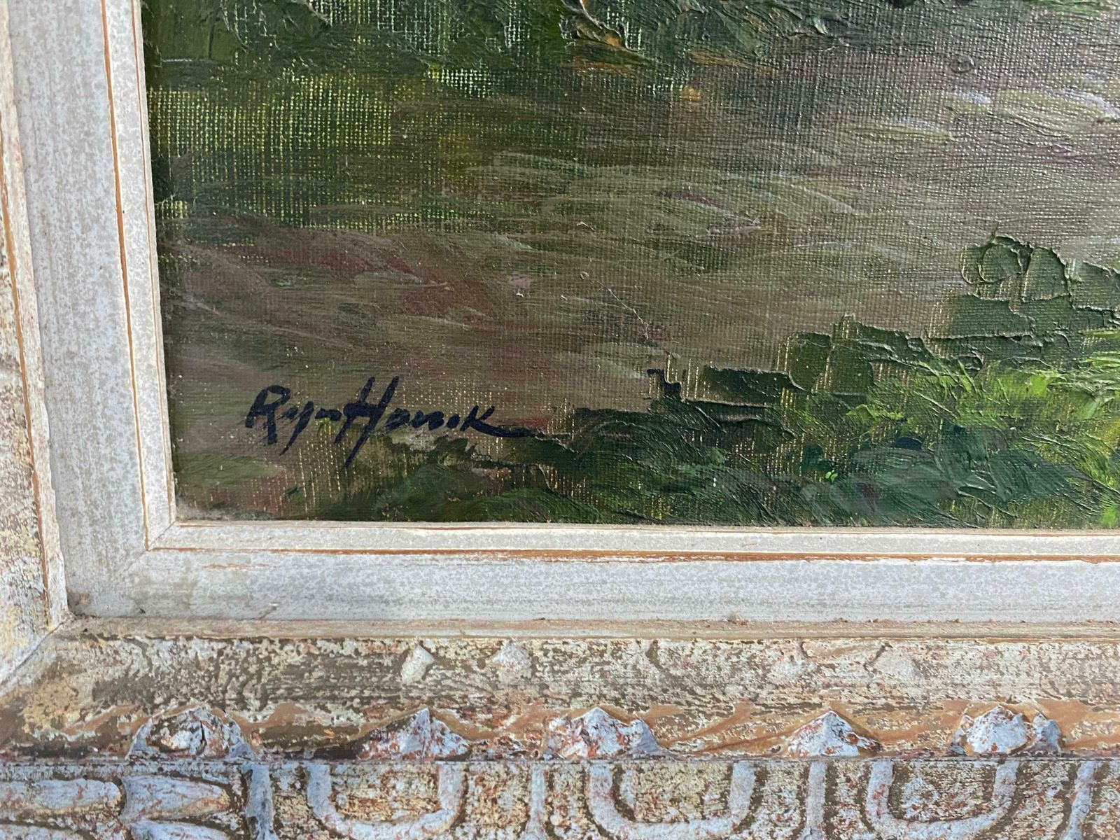 Oil Painting "Landscape With Bridge" Signed, France 1960 photo 1947.0