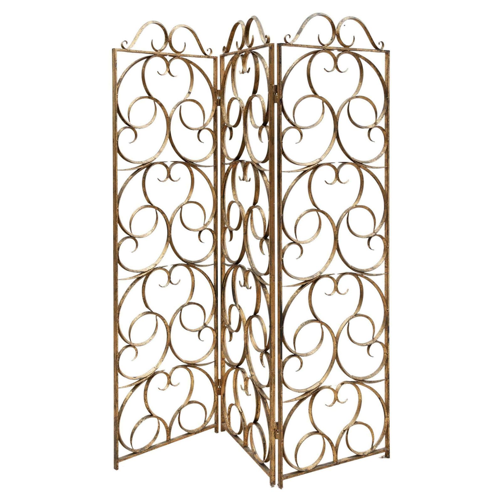 Decorative Wrought Iron, Gilt Folding Screen, Italy, 1950s