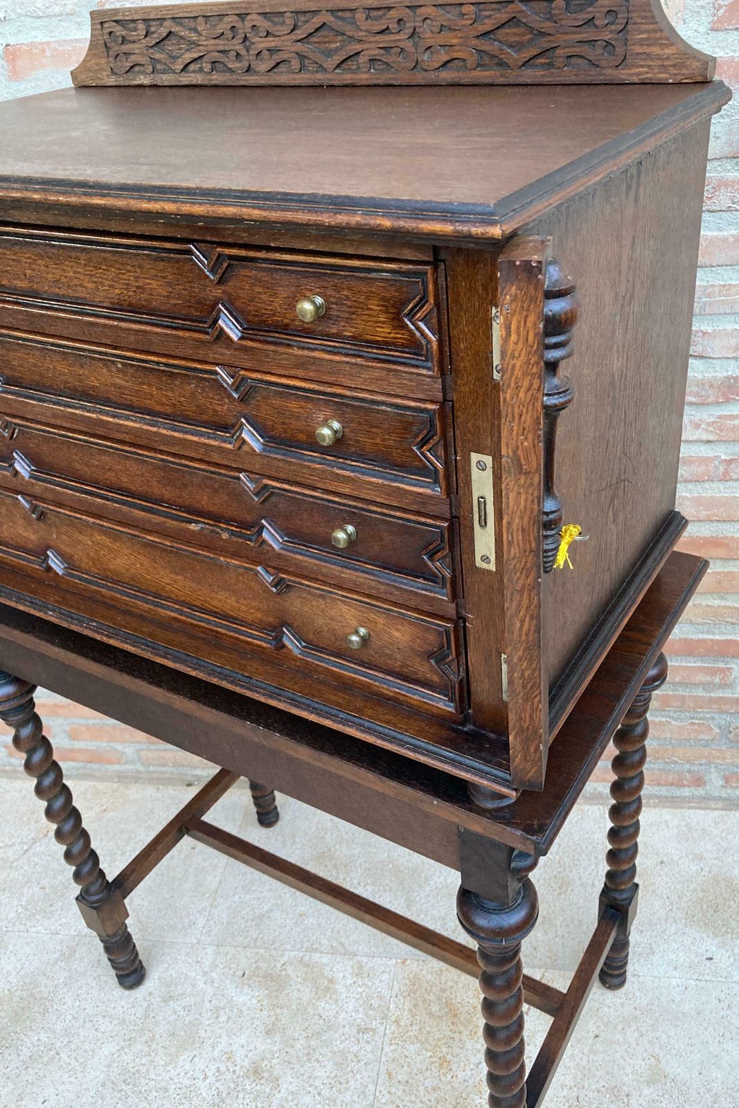 photo furniture French Cutlery Cabinet In Oak With Four Drawers, 1920s