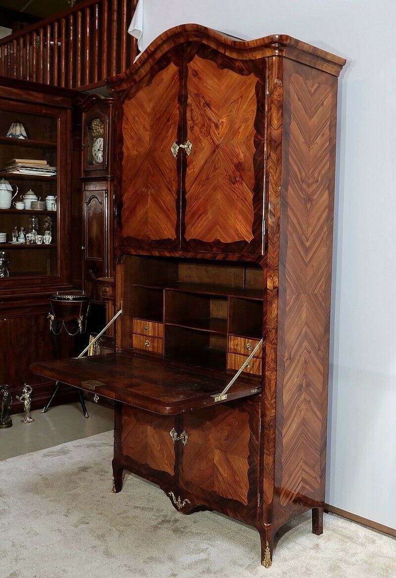 Rare And Exceptional Secretary Cabinet In Precious Wood, Stamped J. Popsel, Louis XV – 18th Century photo furniture