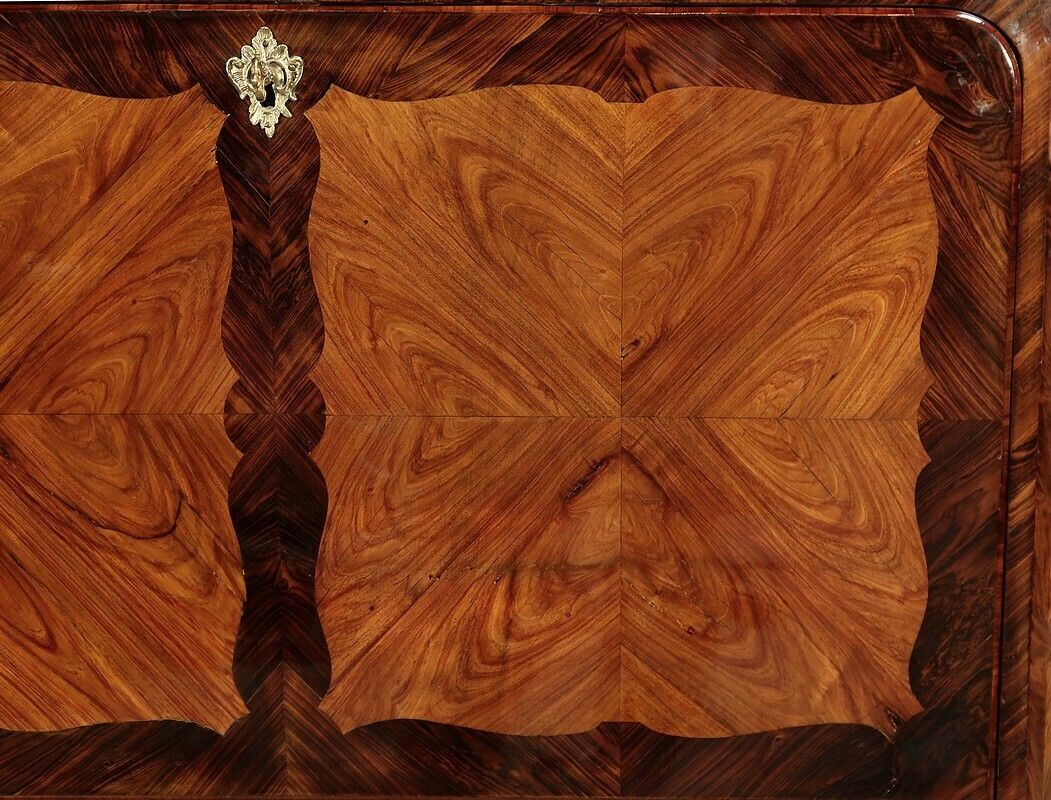 Rare And Exceptional Secretary Cabinet In Precious Wood, Stamped J. Popsel, Louis XV – 18th Century photo vintage