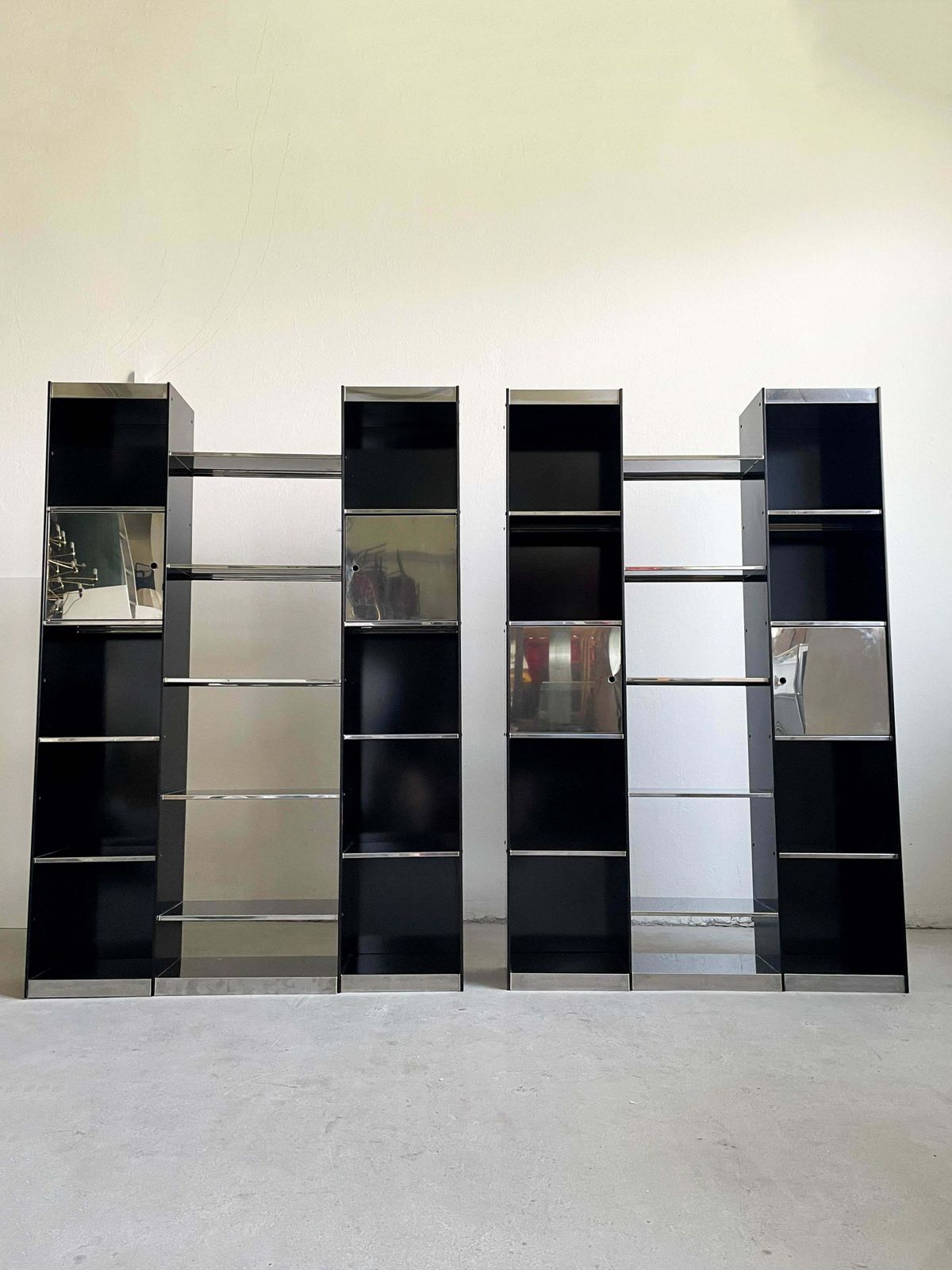 Pair Of Italian Modern Library Bookcase By Willy Rizzo For Cidue Italy 1970 photo 6192.0
