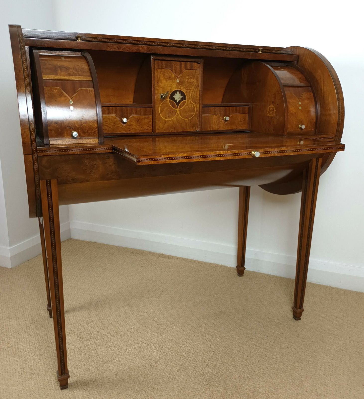 Italian Art Deco Inlaid Cylinder Desk By Carpanelli Of Milan photo furniture