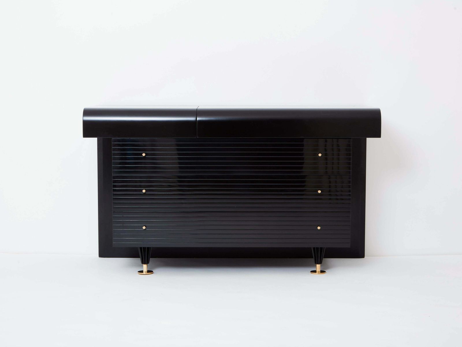 Pierre Cardin Signed Commode Black Lacquered And Brass 1980s photo Furniture