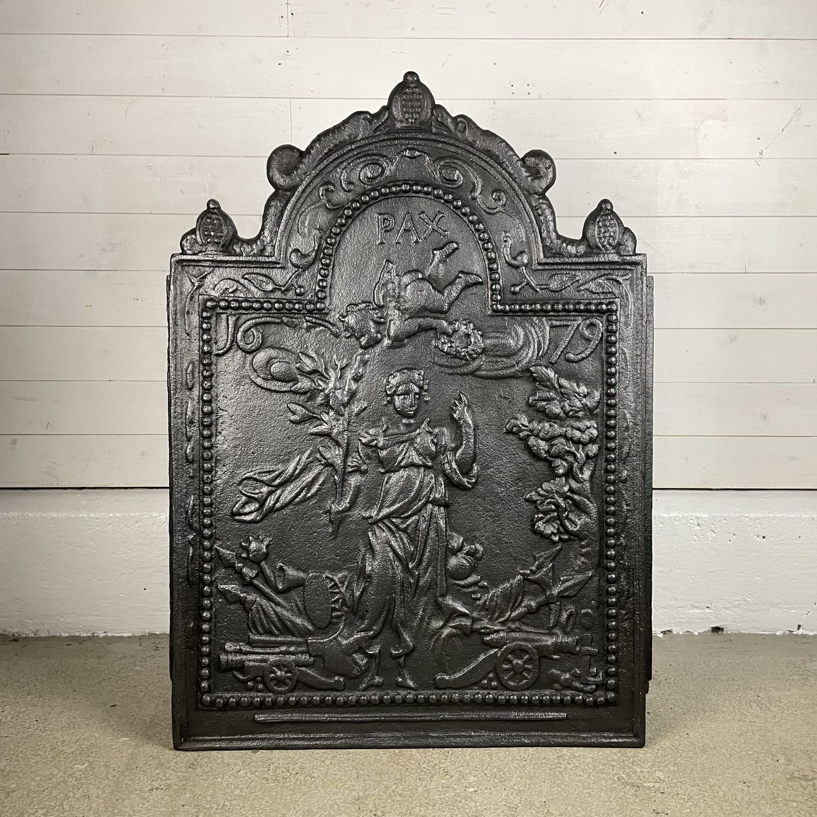 Antique Cast Iron Fire Back, 1800s photo furniture