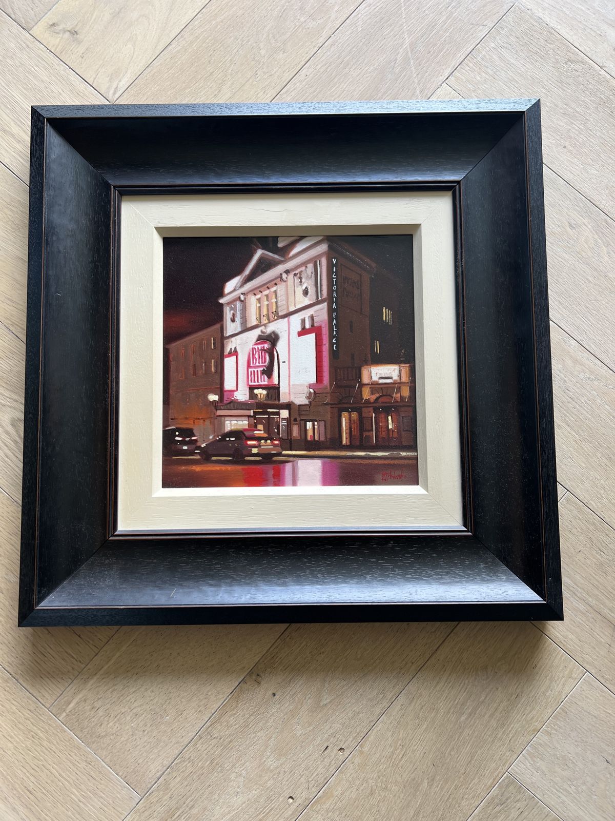 Signed Michael Ashscroft Oil Painting Of Victoria Palace Theatre, 'Billy Elliot' In Black Wood Frame photo 650.0