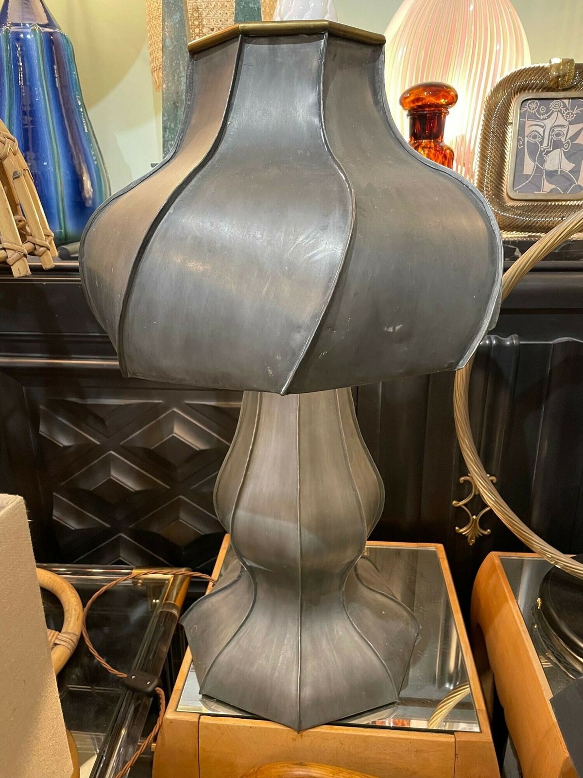 A Totally Unique Handmade Art Nouveau Style Lamp By Dutch Artist photo vintage