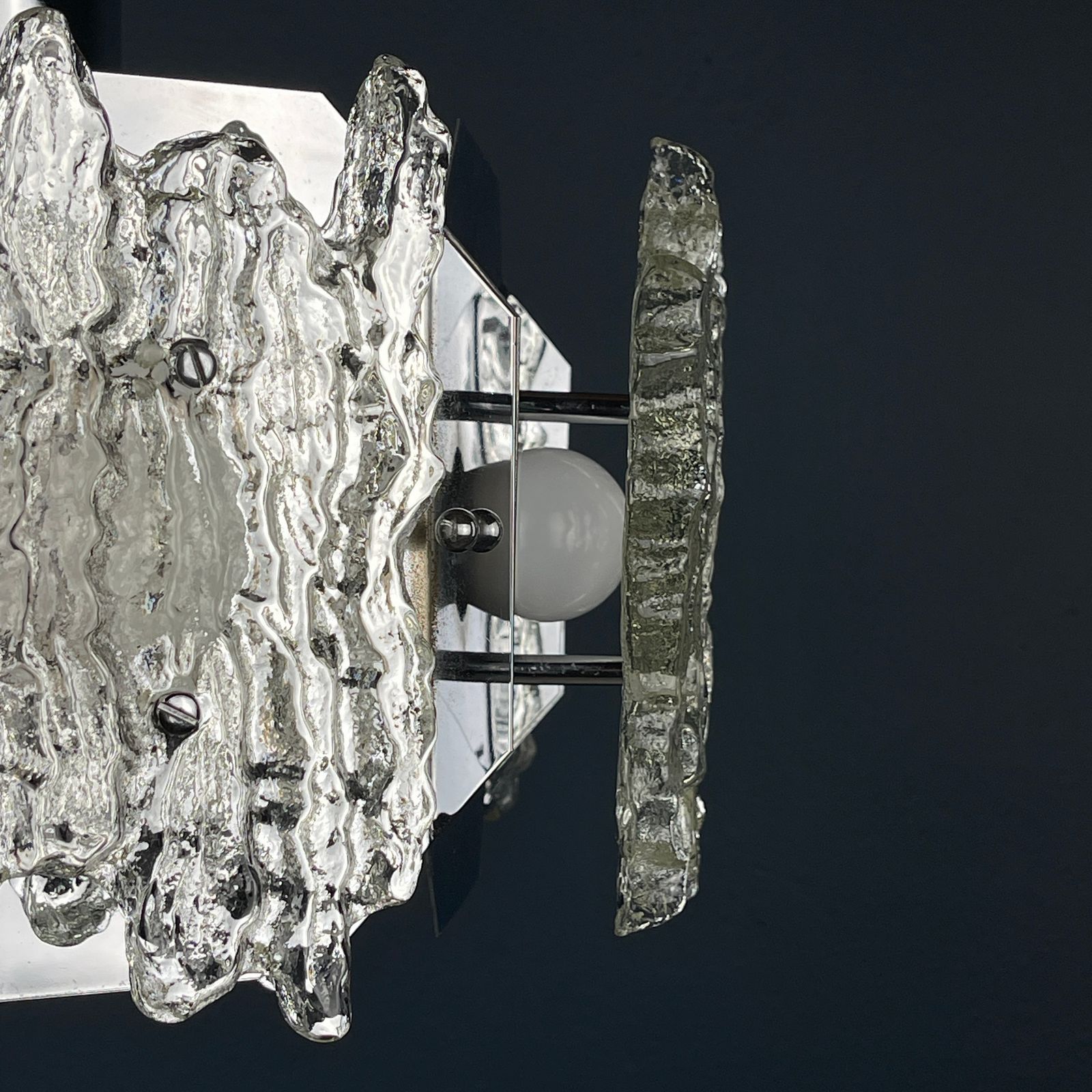 photo for sale Mid Century Ice Murano Glass Chandelier Italy 1970s
