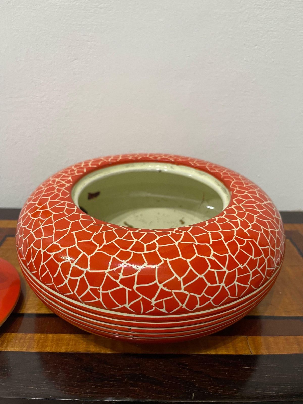 Italian Decorative Ceramic Box 1940 Perugia Coral Red Rometti Dog photo Home Decor