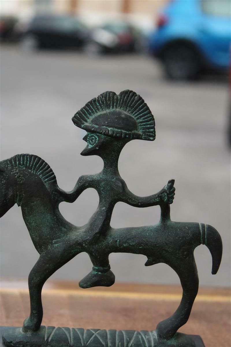 Mid Century Bronze Italian Sculpture With Black Marble Warrior On Horseback £702.09 photo for sale