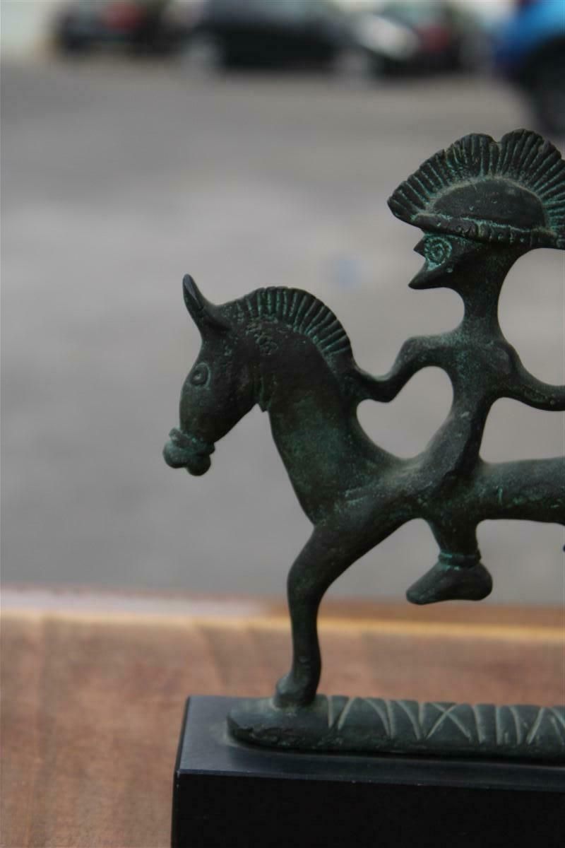 Mid Century Bronze Italian Sculpture With Black Marble Warrior On Horseback £702.09 photo Art