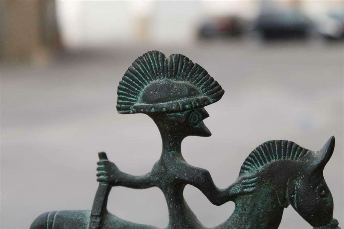 photo furniture Mid Century Bronze Italian Sculpture With Black Marble Warrior On Horseback £702.09
