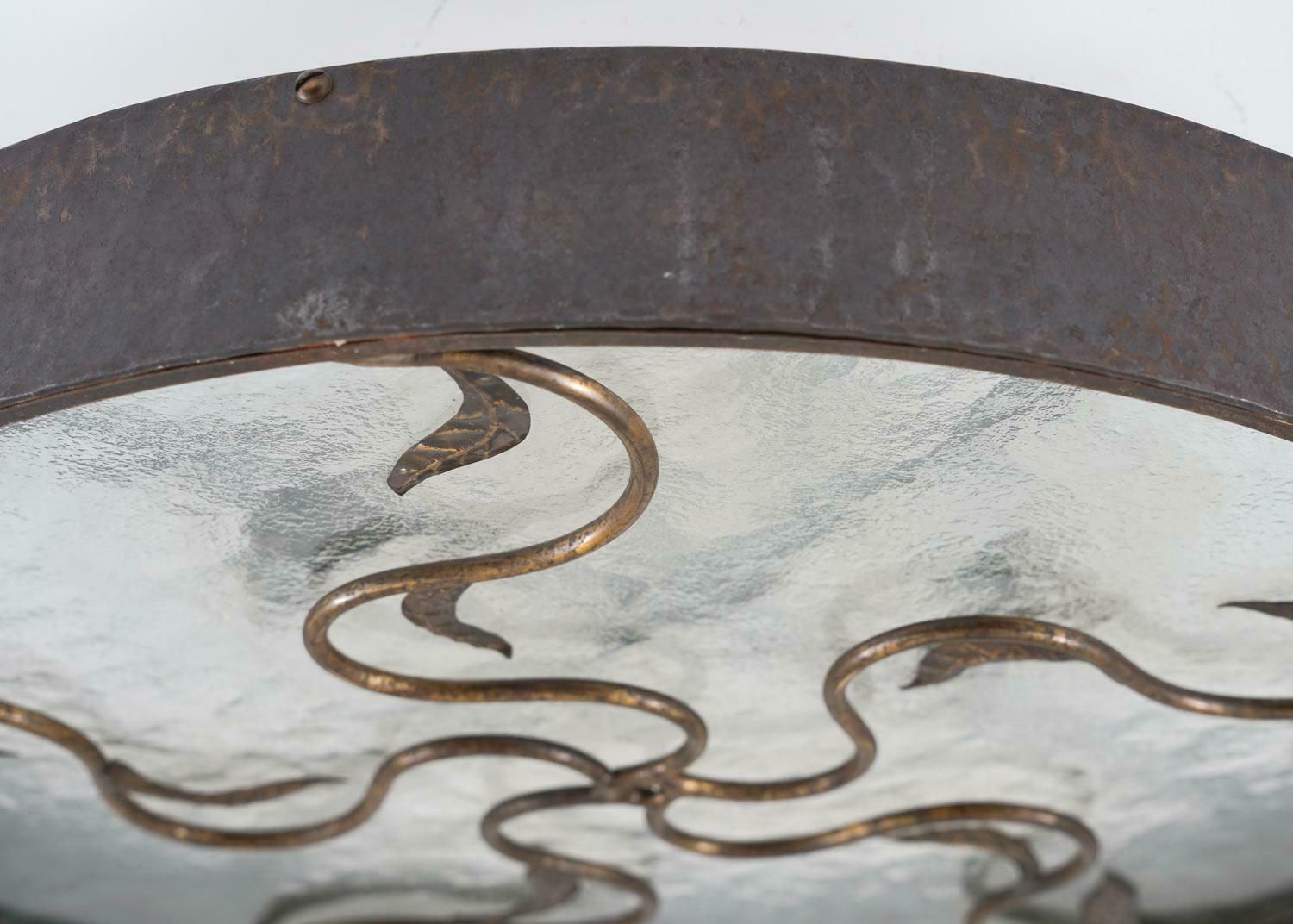 Swedish Modern Flush Mount In Metal Glass photo vinterior