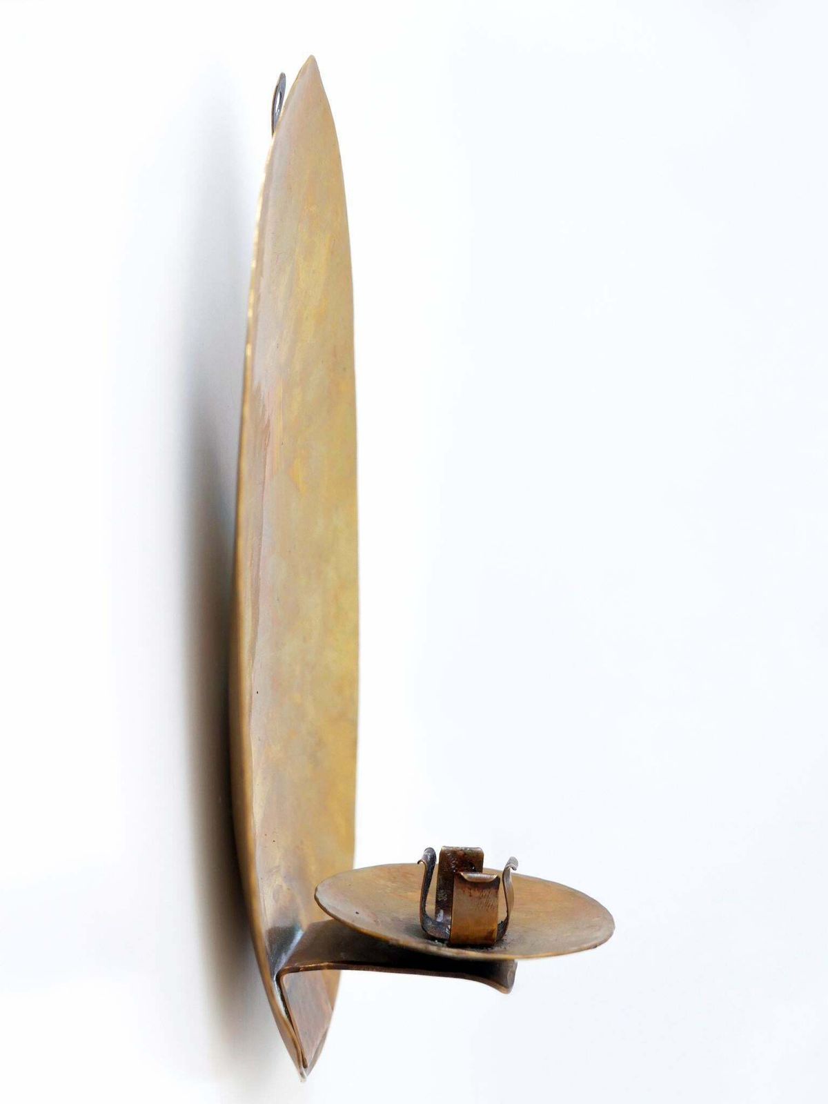 Elegant Hammered Brass Bauhaus Candle Sconce 1930s Germany photo 1064.0