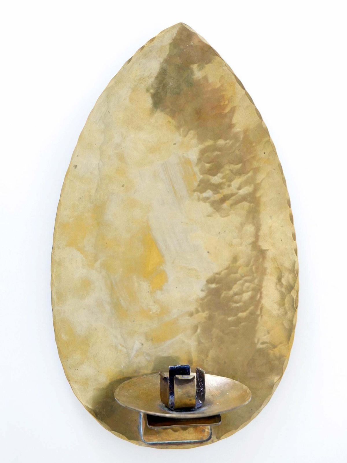 Elegant Hammered Brass Bauhaus Candle Sconce 1930s Germany photo vinterior
