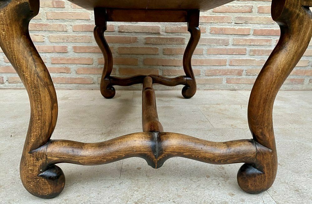 Early 20th Century French Country Oak Side Table 1940s photo vintage