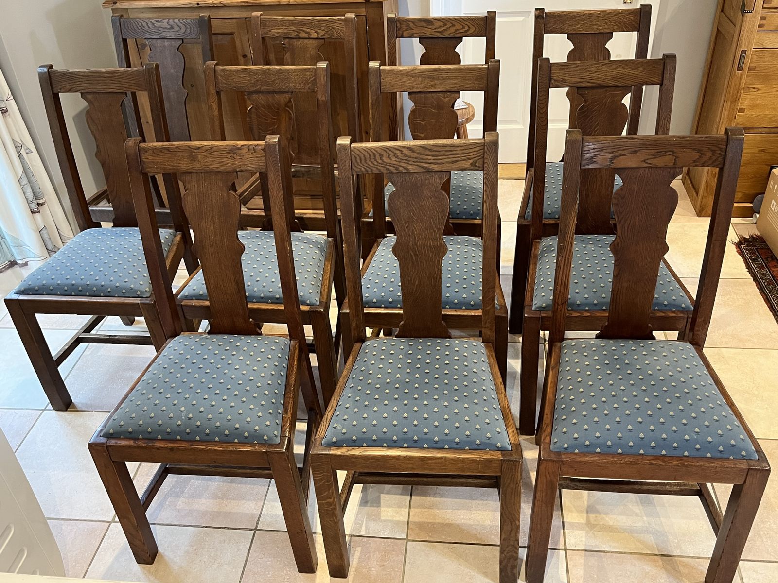 Vintage Hardwood Dining Chairs With Upholstered Seats photo for sale