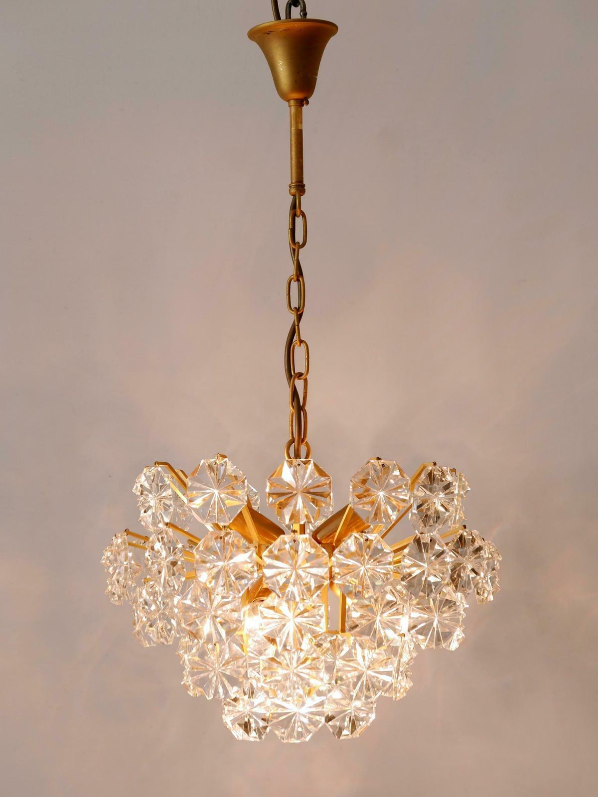 Elegant Mid Century Modern Crystal Chandelier By Christoph Palme Germany 1970s photo furniture
