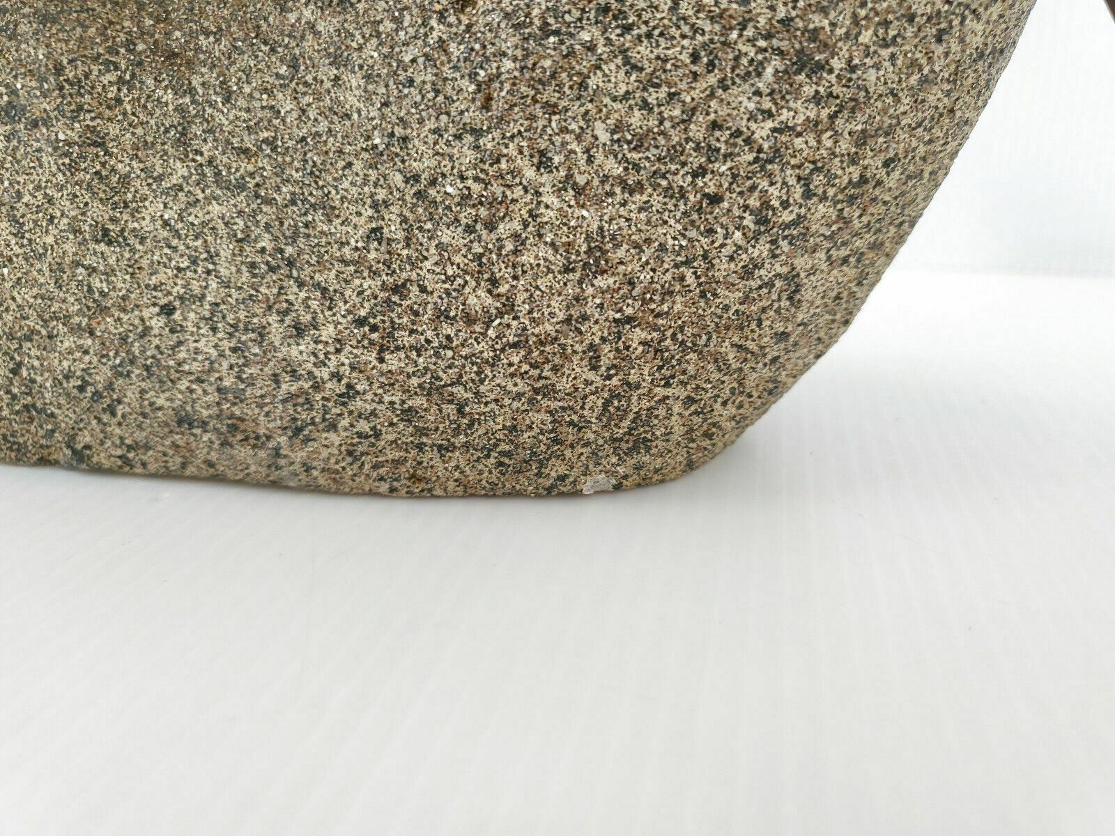 Lighting Important Vintage 1970 Granite Stone Lamp & 70s Resin Herbier Lampshade photo