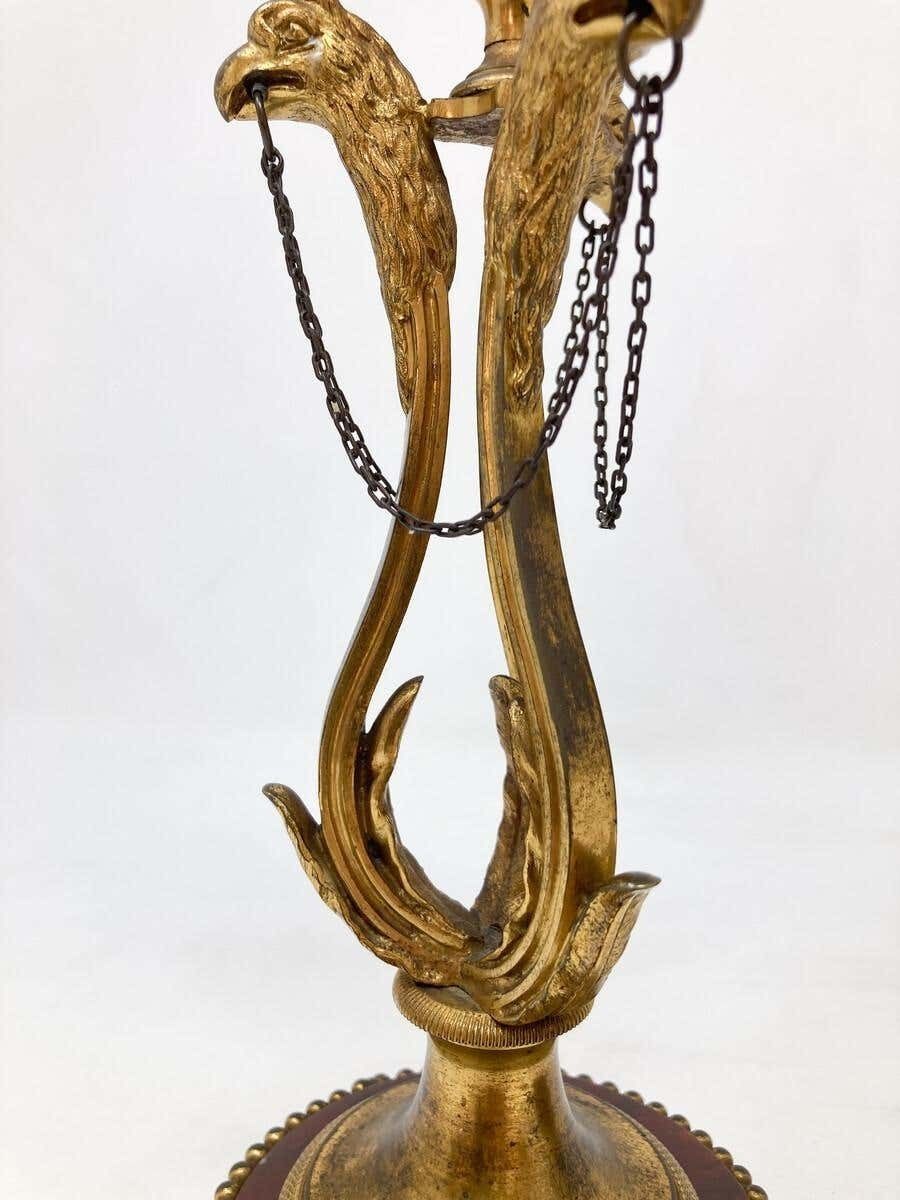 Pair Of Candlesticks, Louis XVI, Gilded Bronze And Griotte Marble photo vintage