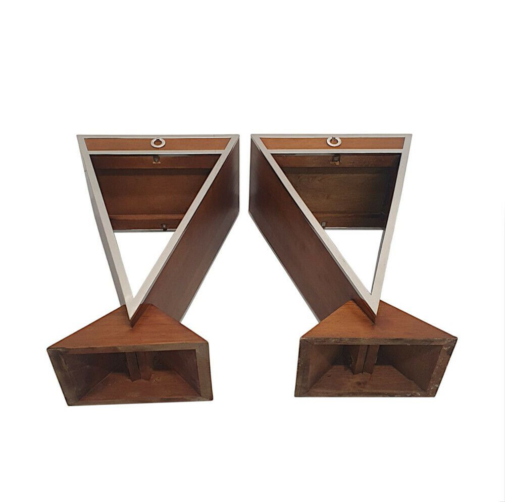 A Stunning Pair Of Cherrywood And Chrome Side Tables In The Art Deco Style photo furniture