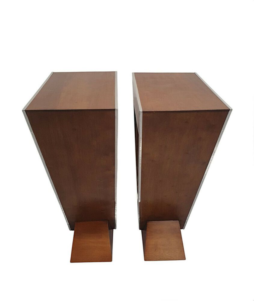 A Stunning Pair Of Cherrywood And Chrome Side Tables In The Art Deco Style photo 1389.1048