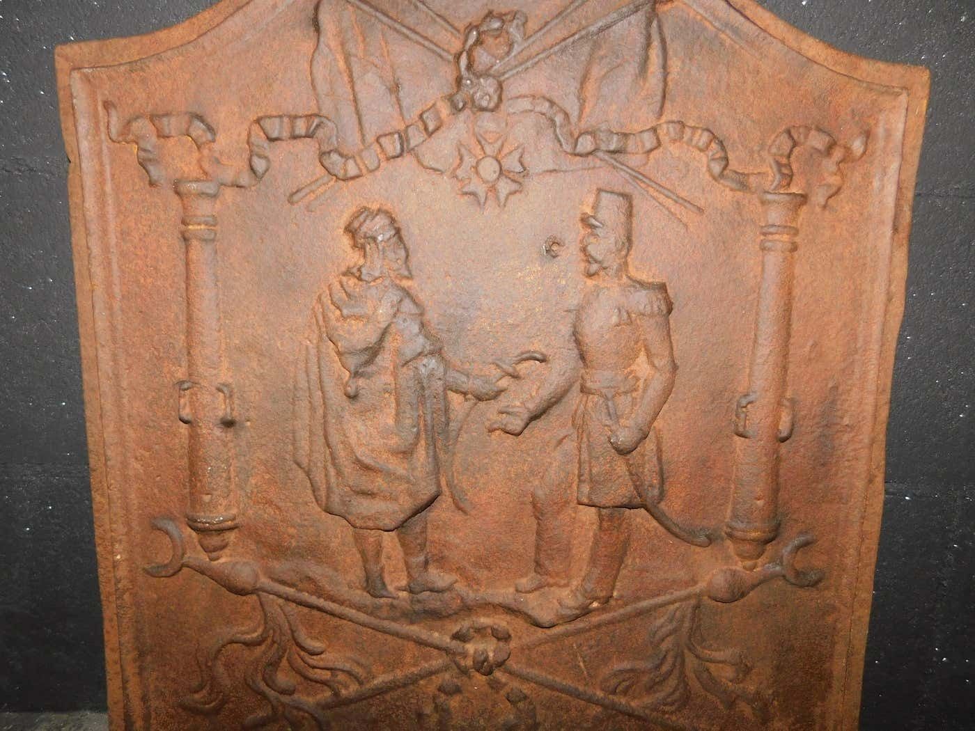 Cast Iron Fireplace Back Plate, Richly Carved With Human Figures, 19th Century photo 889.0