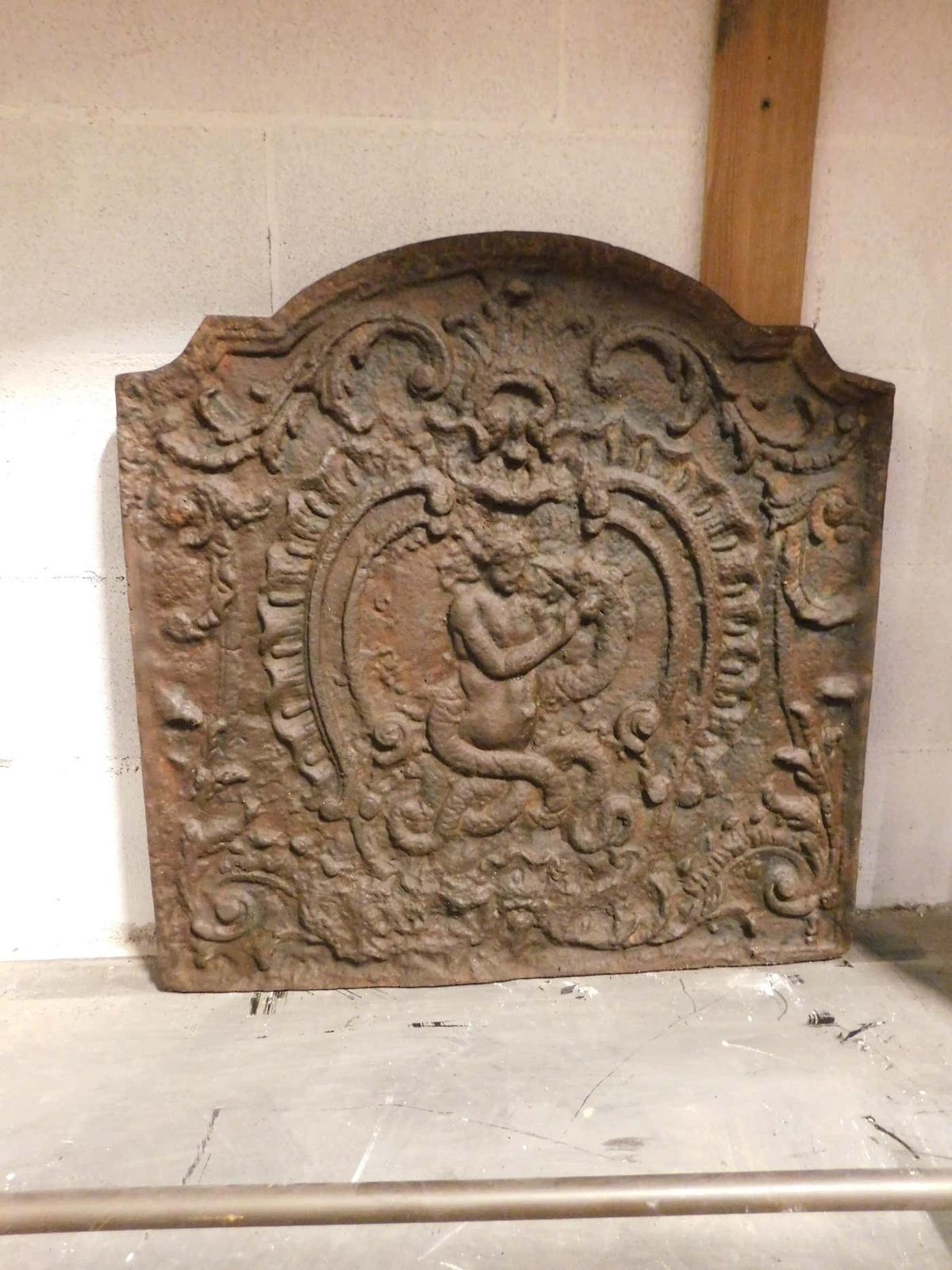 Richly Carved Cast Iron Fireplace Backplate photo furniture
