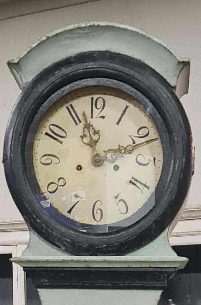 Swedish Mora Clock Pale Blue Early 1800s Antique Slim Body photo Home Decor