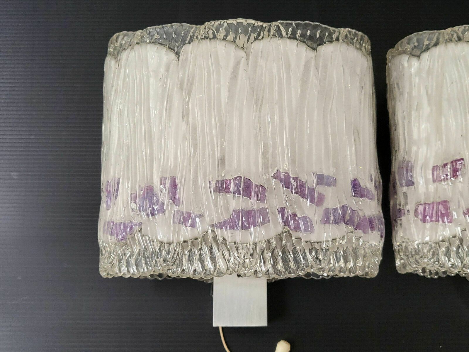 Pair Of Vintage 1960 Sconces In Plexiglas, Resin & Brushed Steel 60s 1960s photo furniture