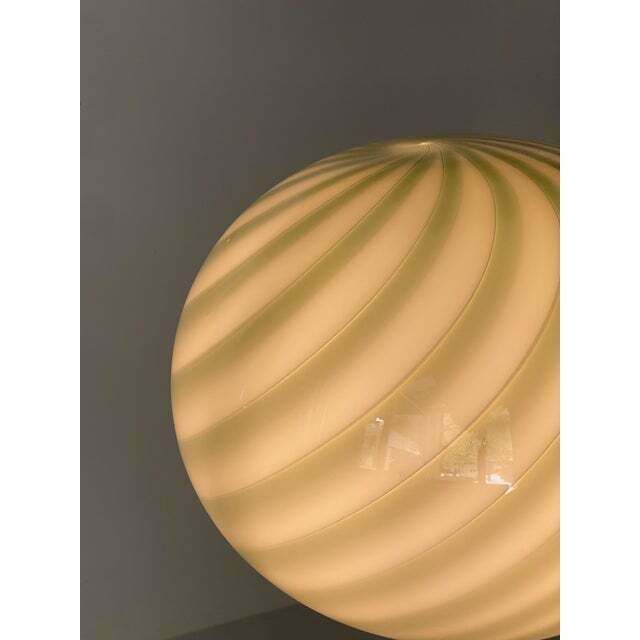 Contemporary Milky Green Sphere In Murano Glass Swirl Table Lamp photo for sale