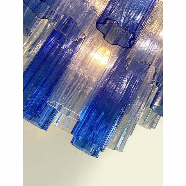Contemporary Sky  Blue And Blue "Tronchi" Murano Glass Sputnik Chandelier photo 8432.0
