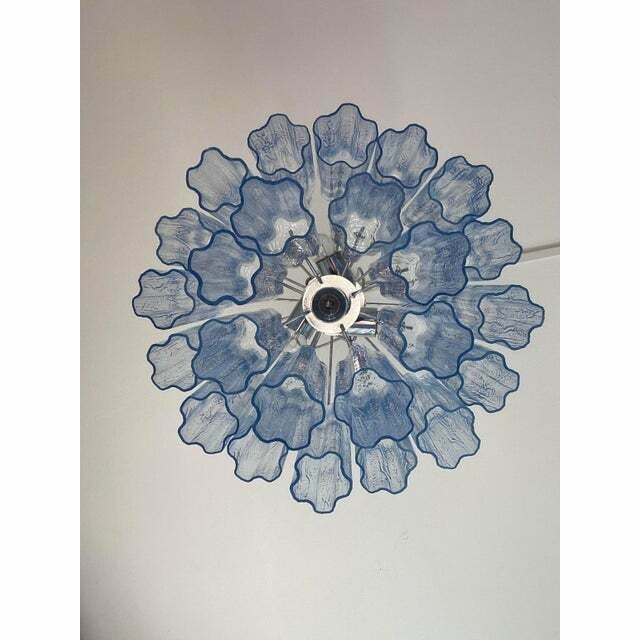 Contemporary Sky Blue “Tronchi” Murano Glass Chandelier In Venini Style photo buy
