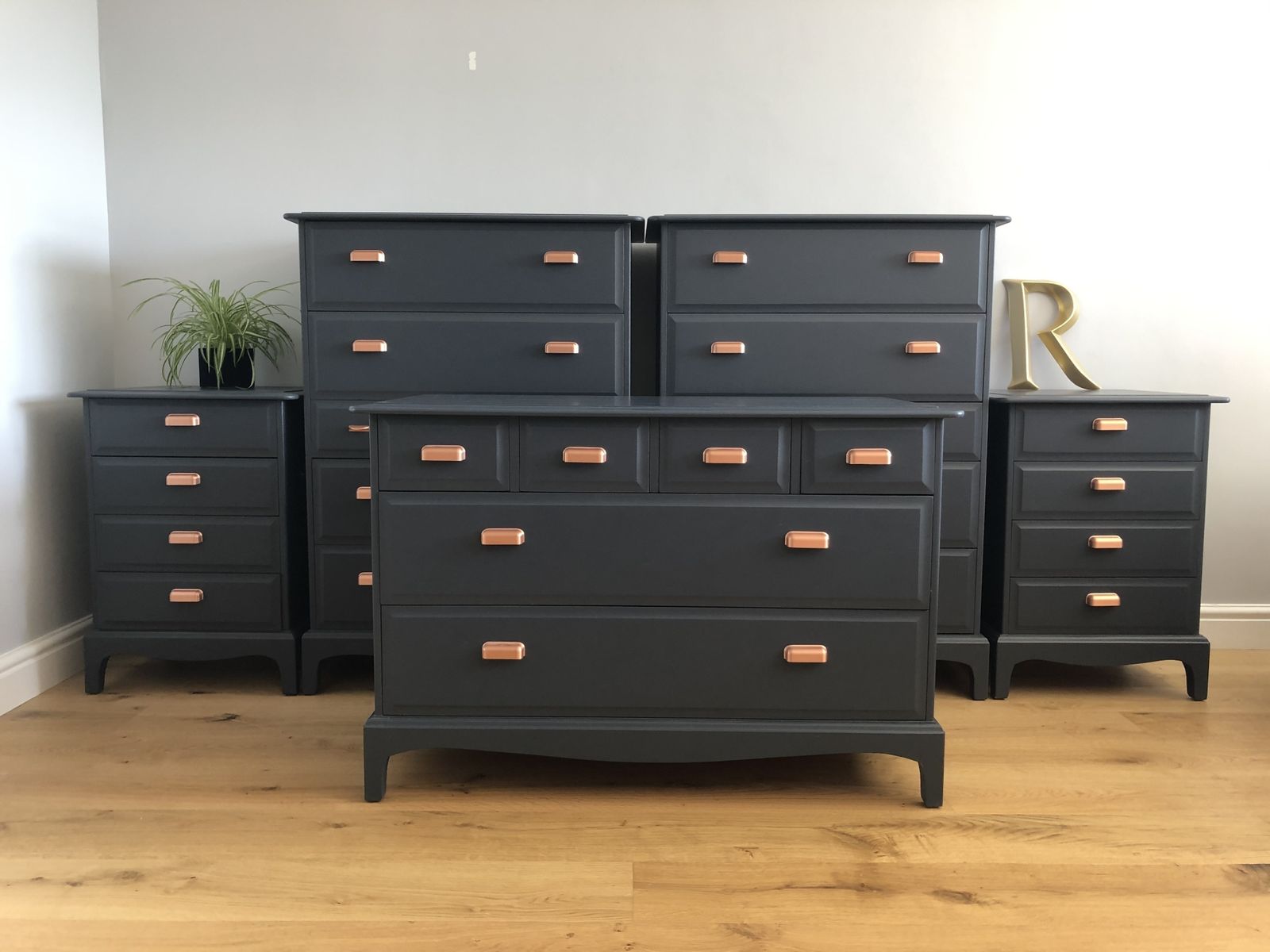 Stag Minstrel Bedroom Furniture Set Of 5, Blue