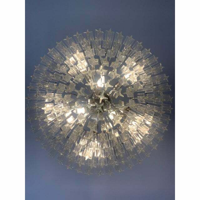 Murano Glass Sputnik Chandelier Transparent Mazzega Style, Lot Of 2 Or A Pair Of Chandeliers photo vintage