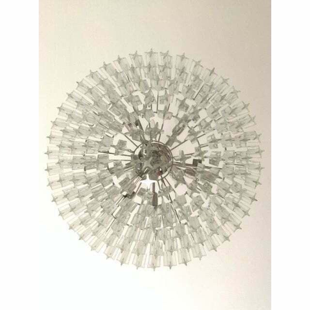 photo for sale Murano Glass Sputnik Chandelier Transparent Mazzega Style, Lot Of 2 Or A Pair Of Chandeliers