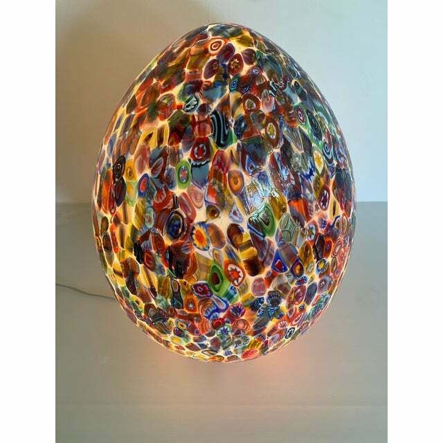 Contemporary Floral Multicolor Murano Style Glass Egg Table Lamp, Lot Of 2 Or A Pair Of Chandeliers photo 8432.0