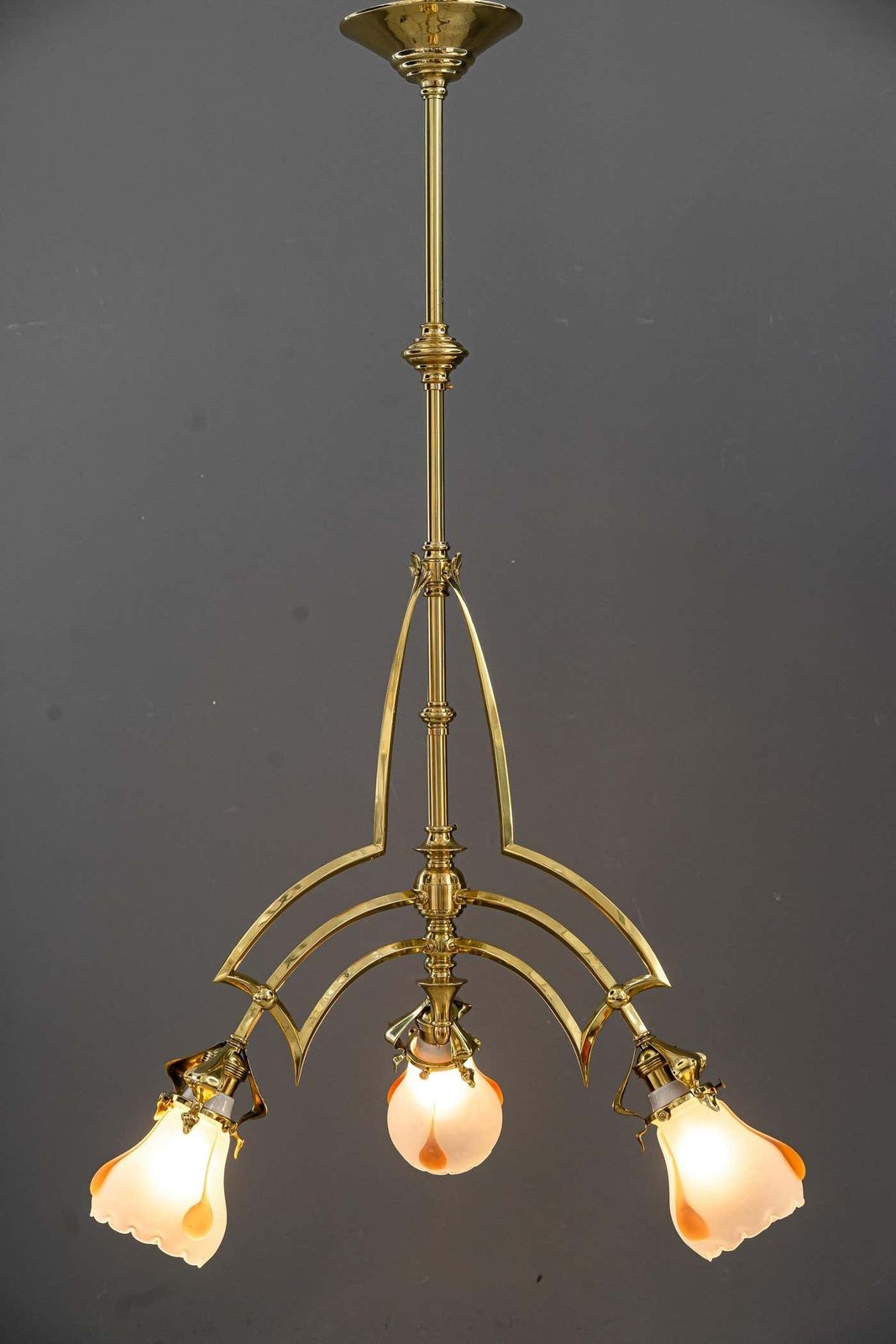 2488.0 Art Deco Chandelier Vienna With Glass Shades Around 1920s photo