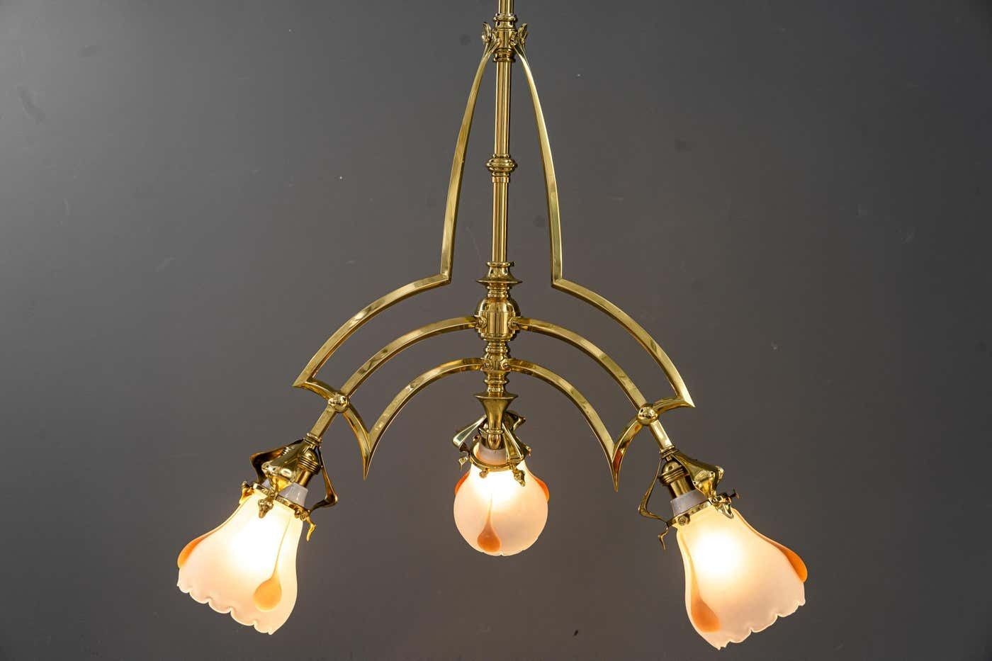 photo buy Art Deco Chandelier Vienna With Glass Shades Around 1920s