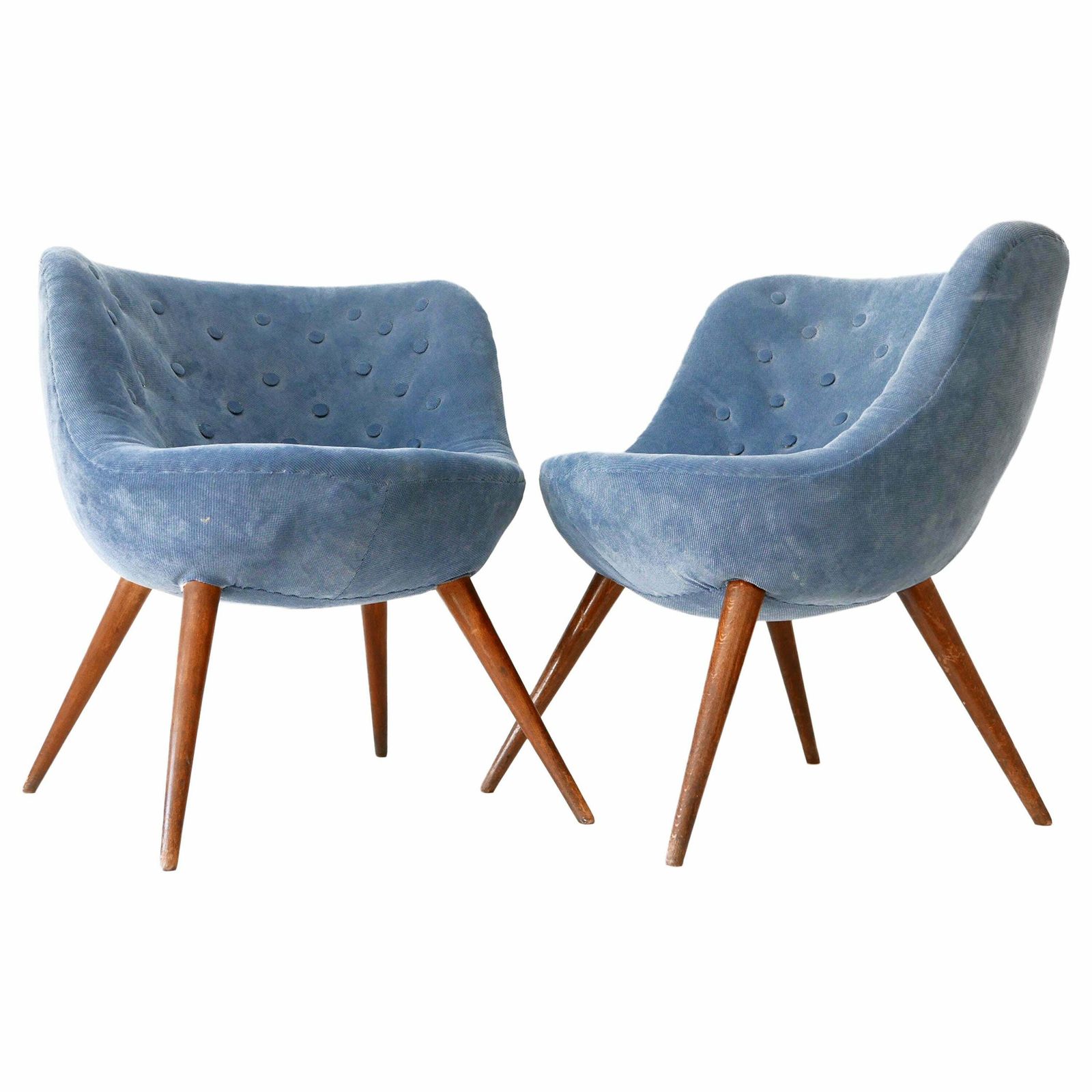Set Of Two Rare Mid Century Easy Chairs By Fritz Neth For Correcta Germany 1950s