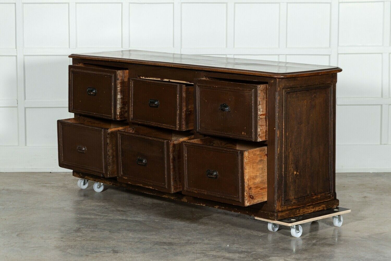 Large 19thc French Mahogany & Pine Painted Counter Drawers photo Furniture