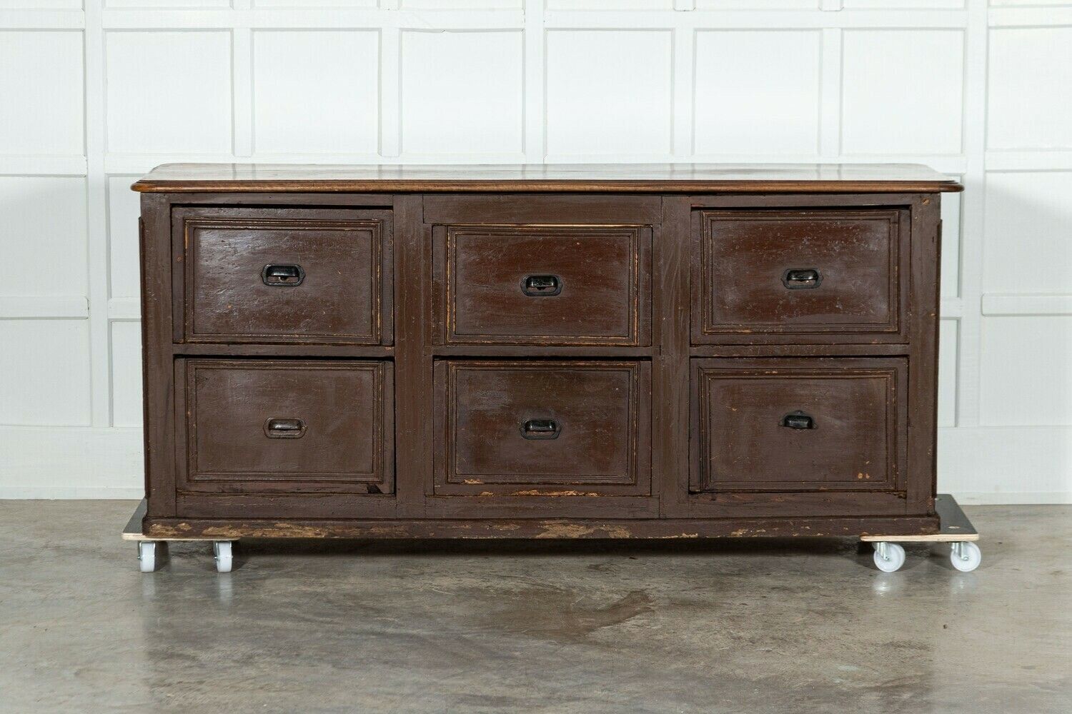 Large 19thc French Mahogany & Pine Painted Counter Drawers photo vintage