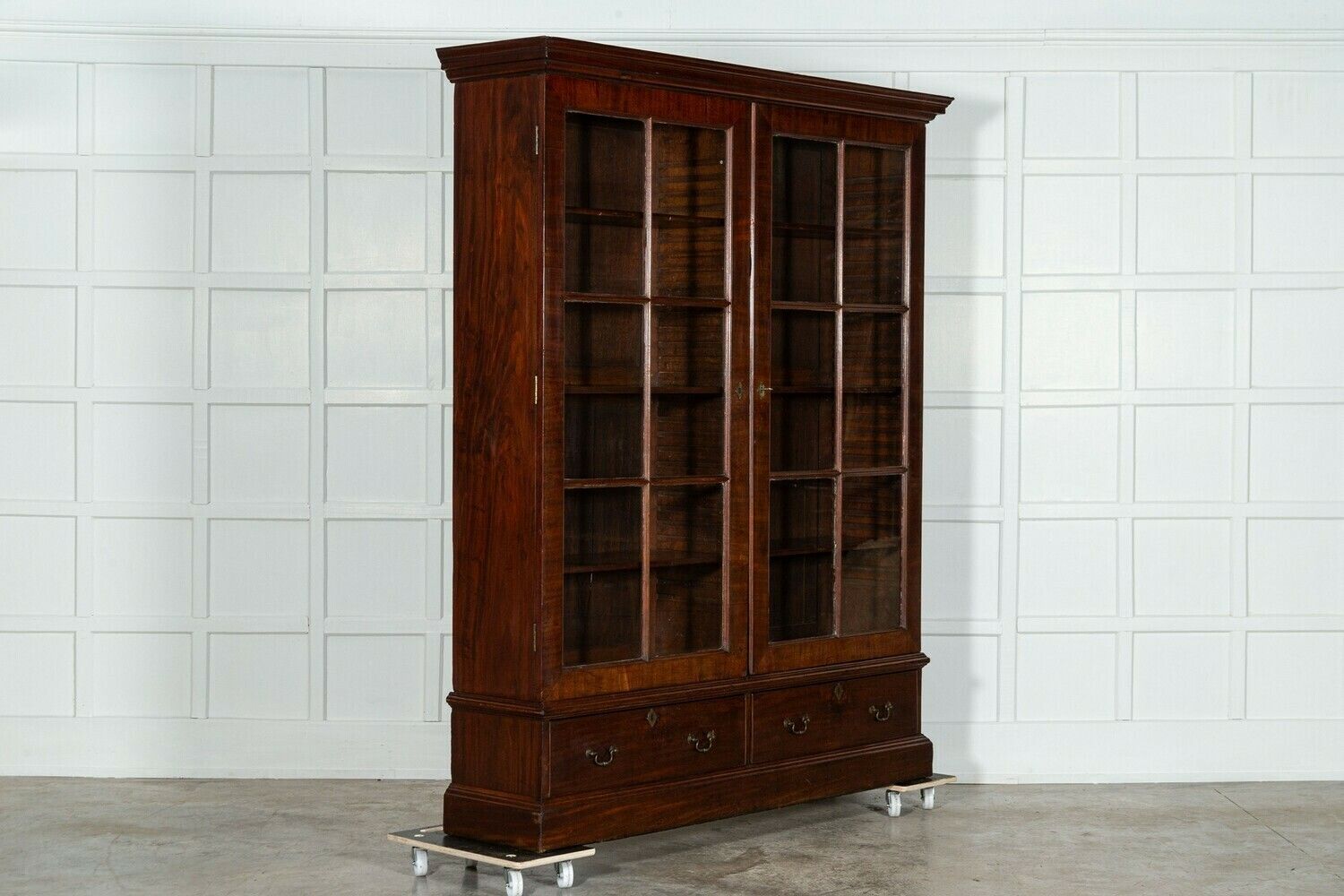 Large 19thc English Mahogany Glazed Bookcase photo for sale
