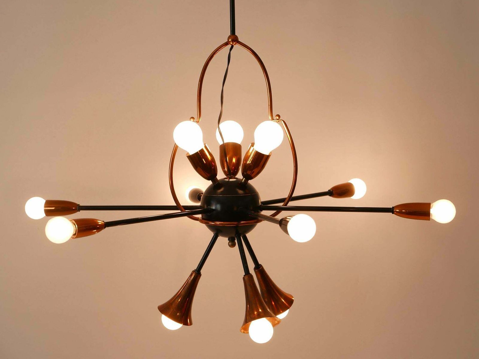 Exceptional Twelve Flamed Sputnik Chandelier Or Pendant Lamp Austria 1950s photo furniture