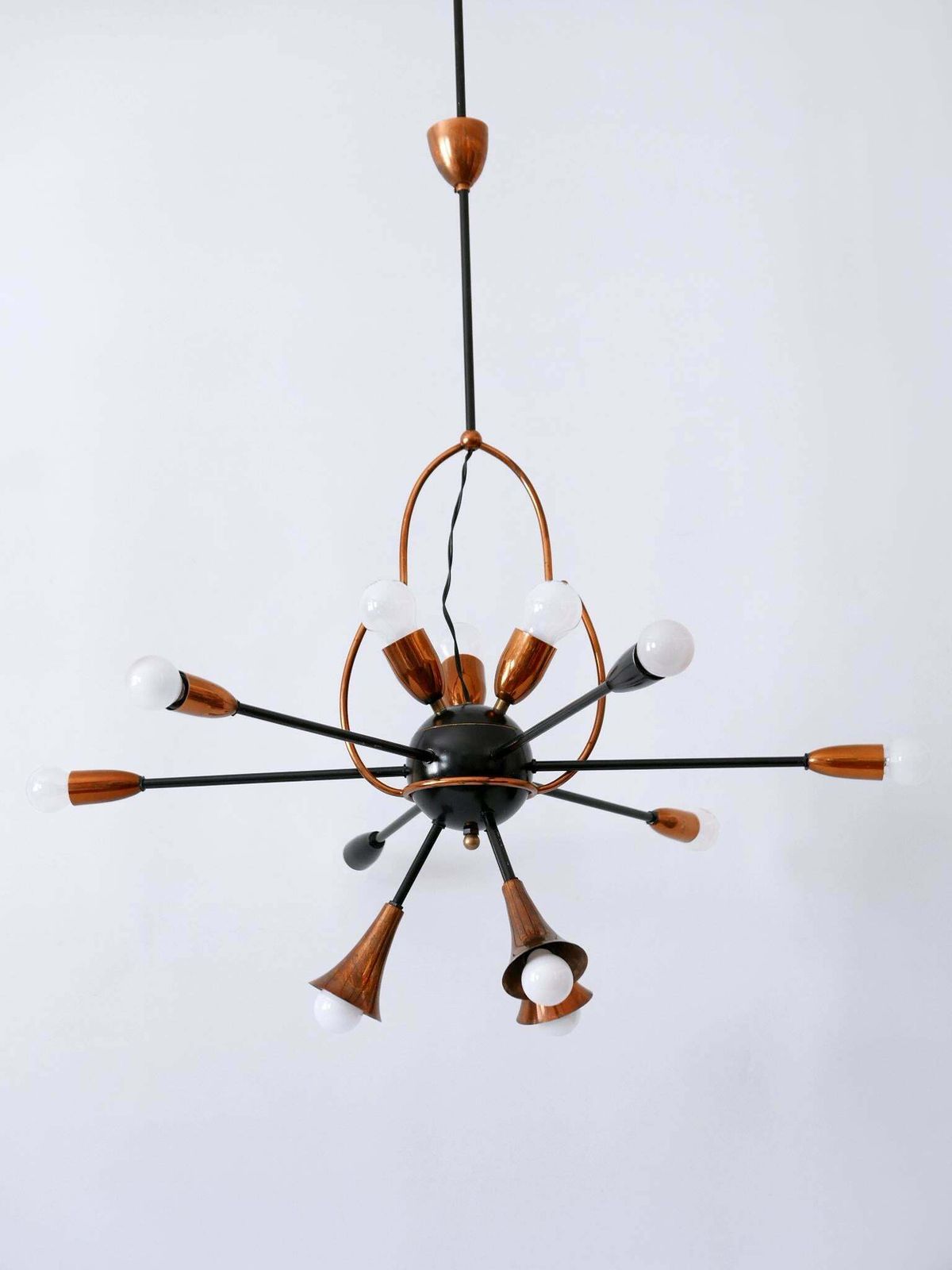 Exceptional Twelve Flamed Sputnik Chandelier Or Pendant Lamp Austria 1950s photo for sale
