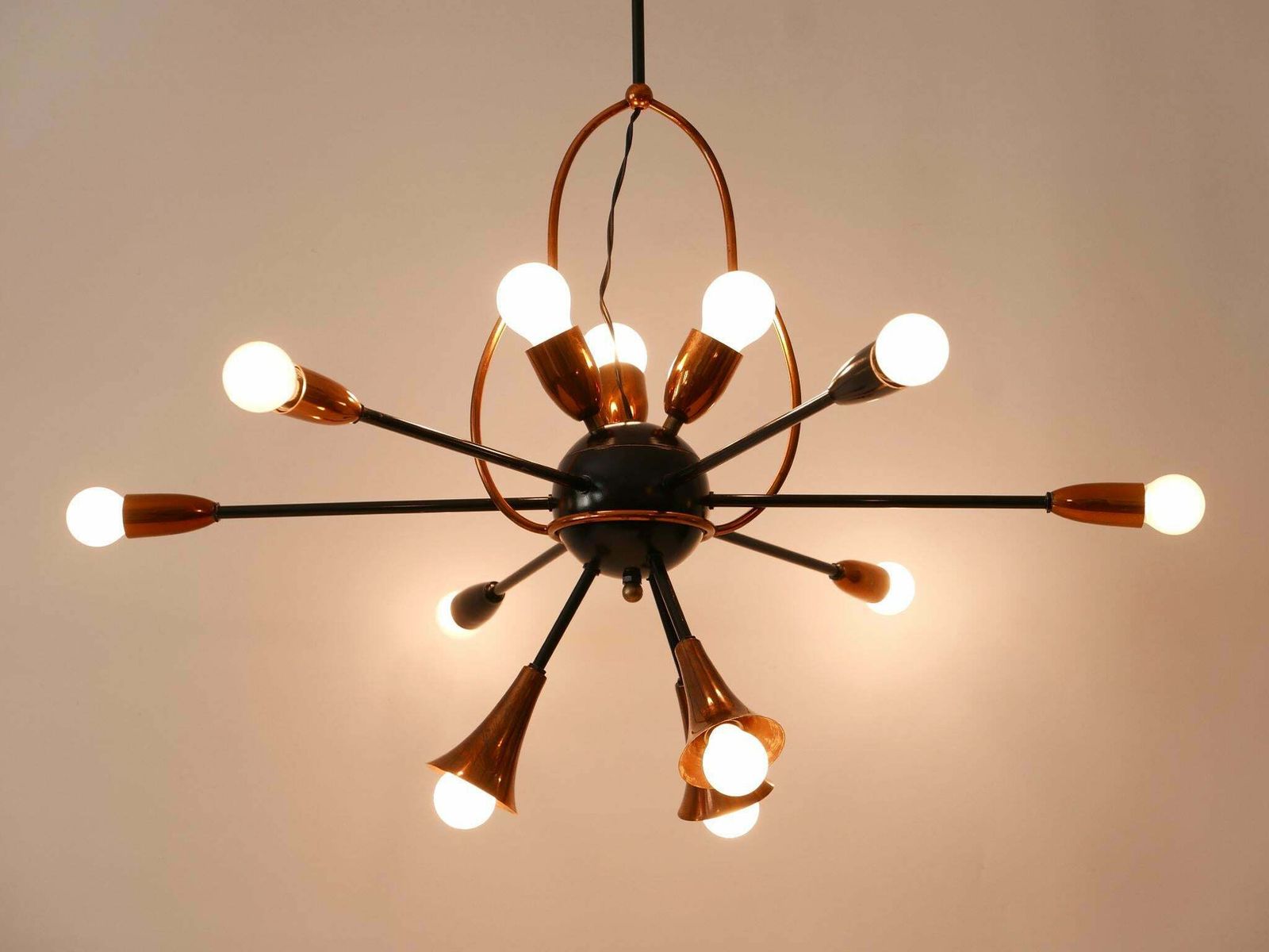 photo for sale Exceptional Twelve Flamed Sputnik Chandelier Or Pendant Lamp Austria 1950s